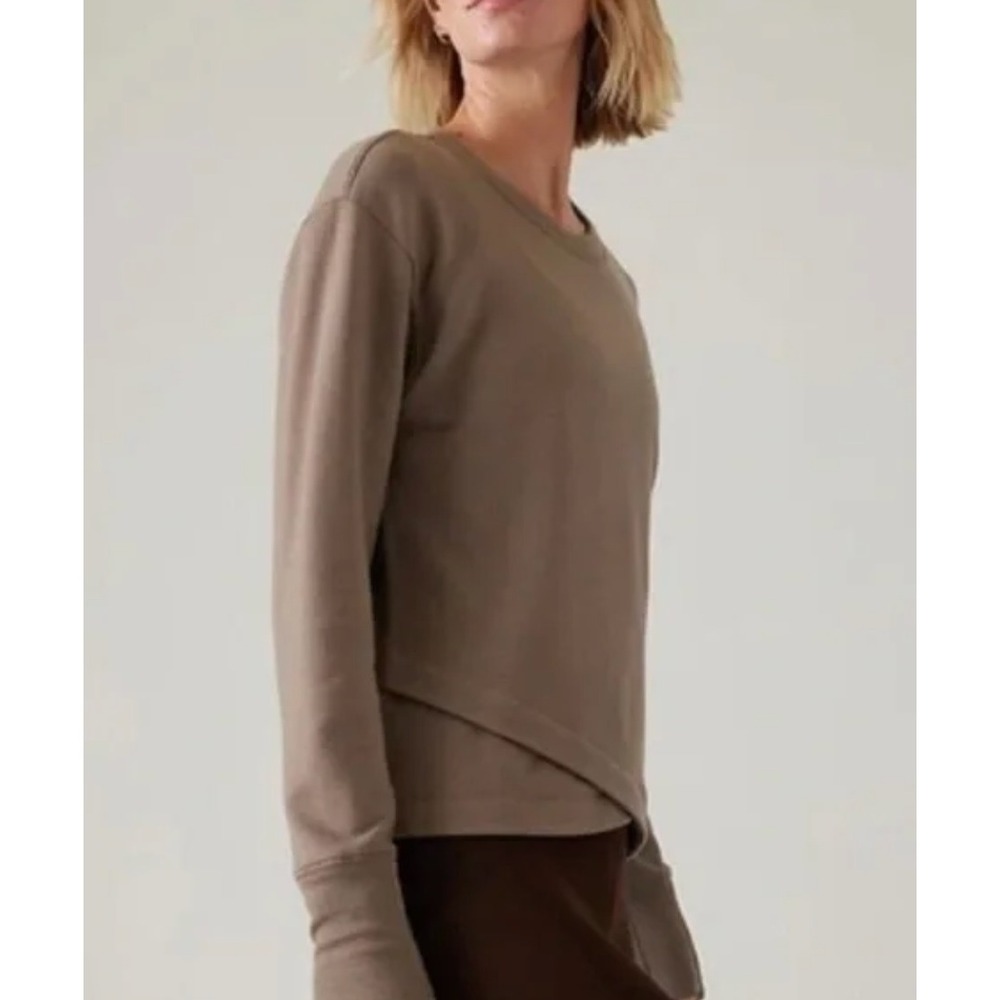 Athleta Sweatshirt Women XS Brown‎ Solitude Crewneck Pullover